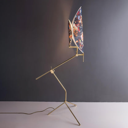 Floral Nocturne Floor Lamp – LED Brass Indoor Light