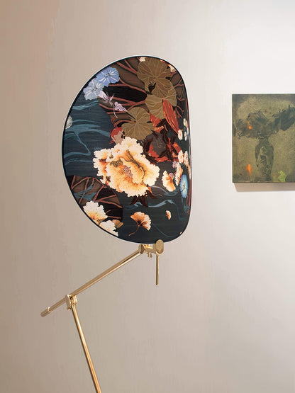 Floral Nocturne Floor Lamp – LED Brass Indoor Light