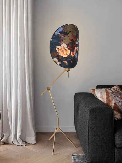Floral Nocturne Floor Lamp – LED Brass Indoor Light
