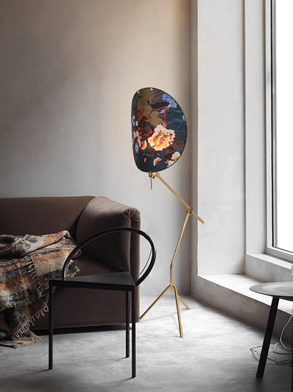 Floral Nocturne Floor Lamp – LED Brass Indoor Light