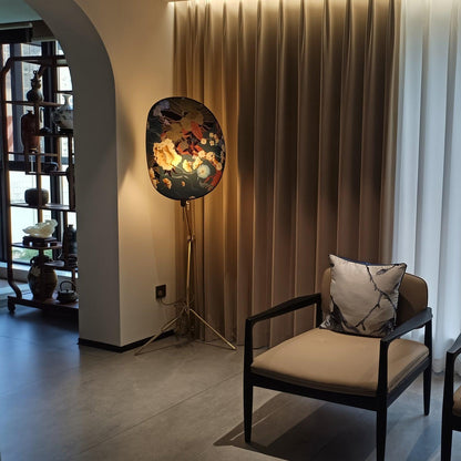 Floral Nocturne Floor Lamp – LED Brass Indoor Light