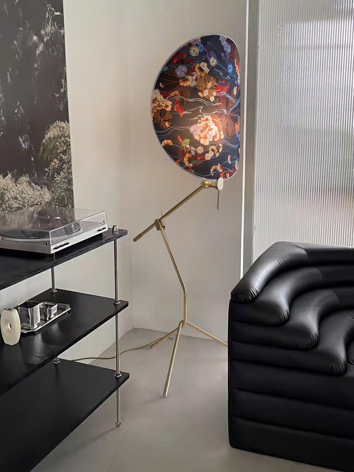 Floral Nocturne Floor Lamp – LED Brass Indoor Light