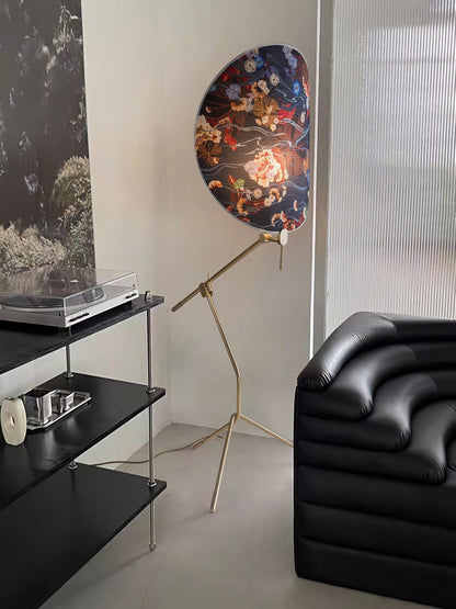 Floral Nocturne Floor Lamp – LED Brass Indoor Light