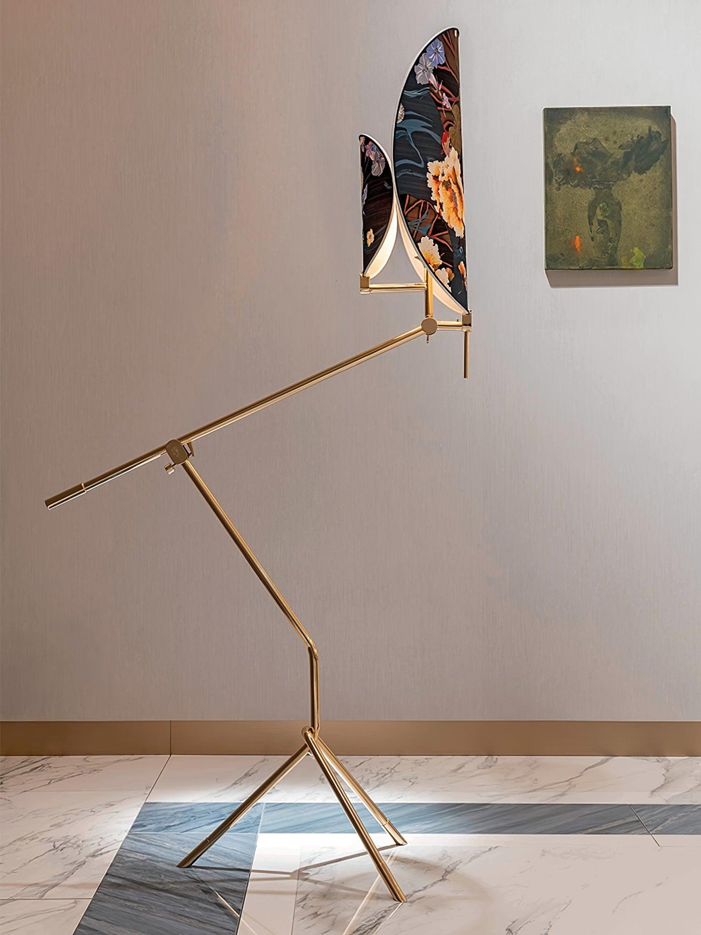 Floral Nocturne Floor Lamp – LED Brass Indoor Light