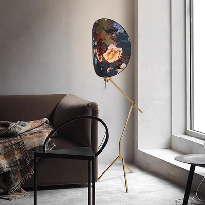 Floral Nocturne Floor Lamp – LED Brass Indoor Light