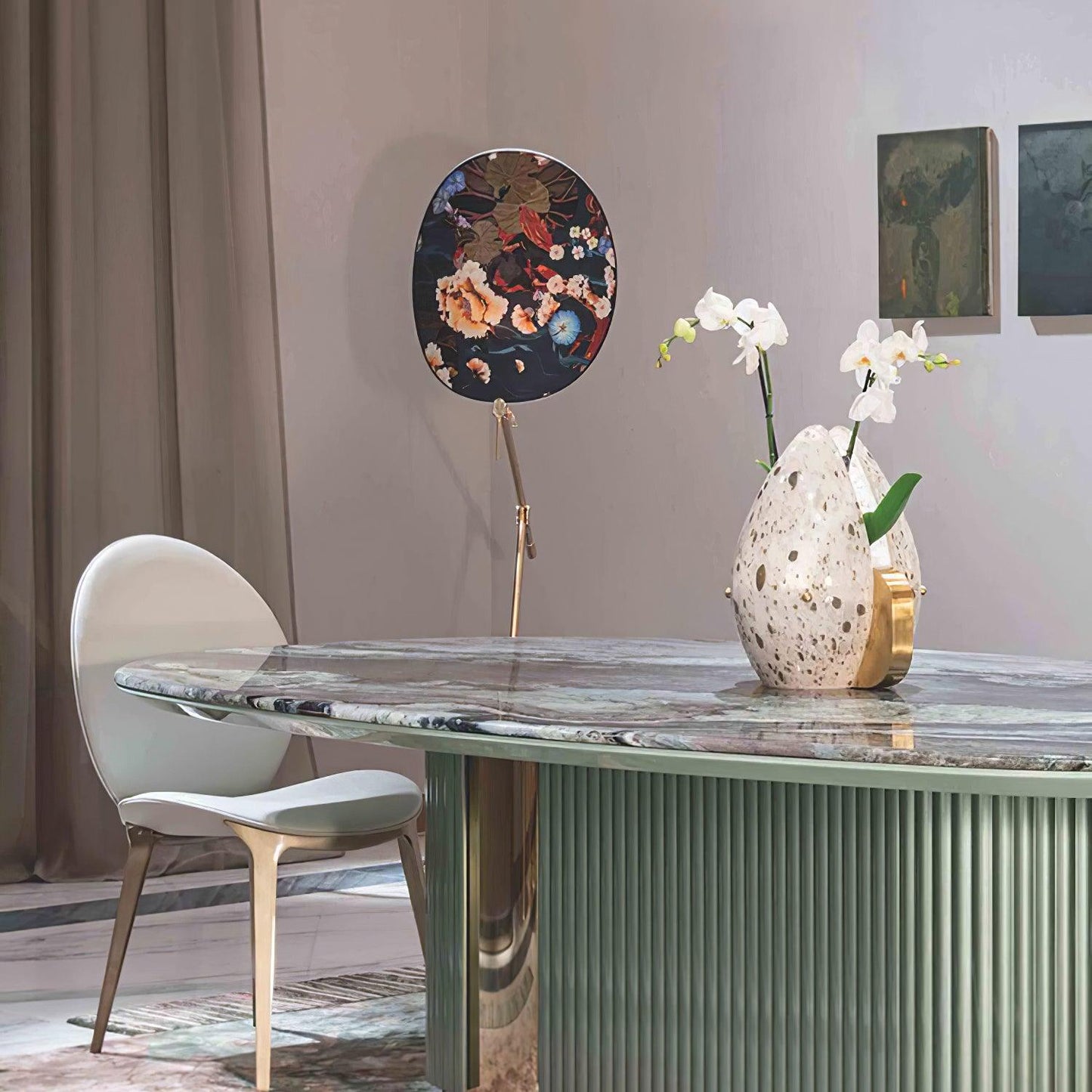 Floral Nocturne Floor Lamp – LED Brass Indoor Light