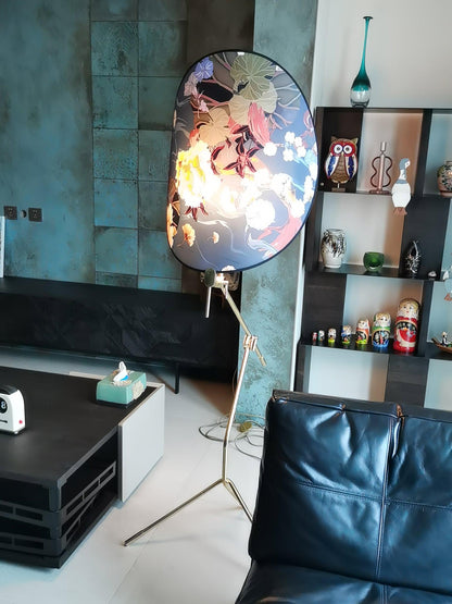 Floral Nocturne Floor Lamp – LED Brass Indoor Light