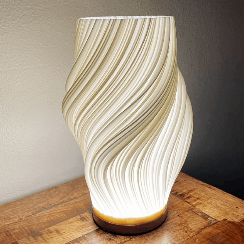 Eco-Friendly 3D Printed Desk Lamp - Adjustable Lighting with Solid Wood Base