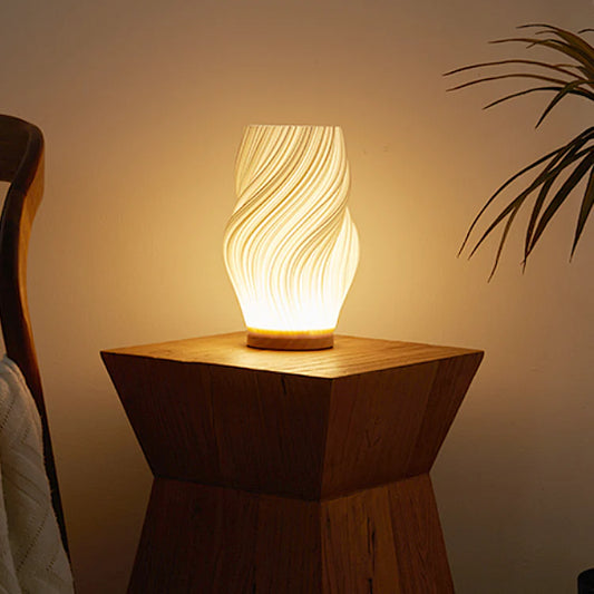 Eco-Friendly 3D Printed Desk Lamp - Adjustable Lighting with Solid Wood Base