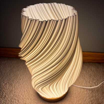 Eco-Friendly 3D Printed Desk Lamp - Adjustable Lighting with Solid Wood Base