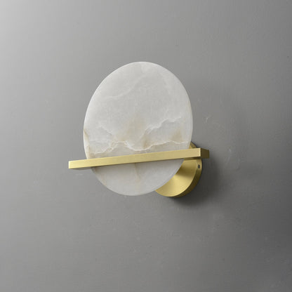 Frosted Echo Wall Lamp - LED Indoor Alabaster & Brass Design