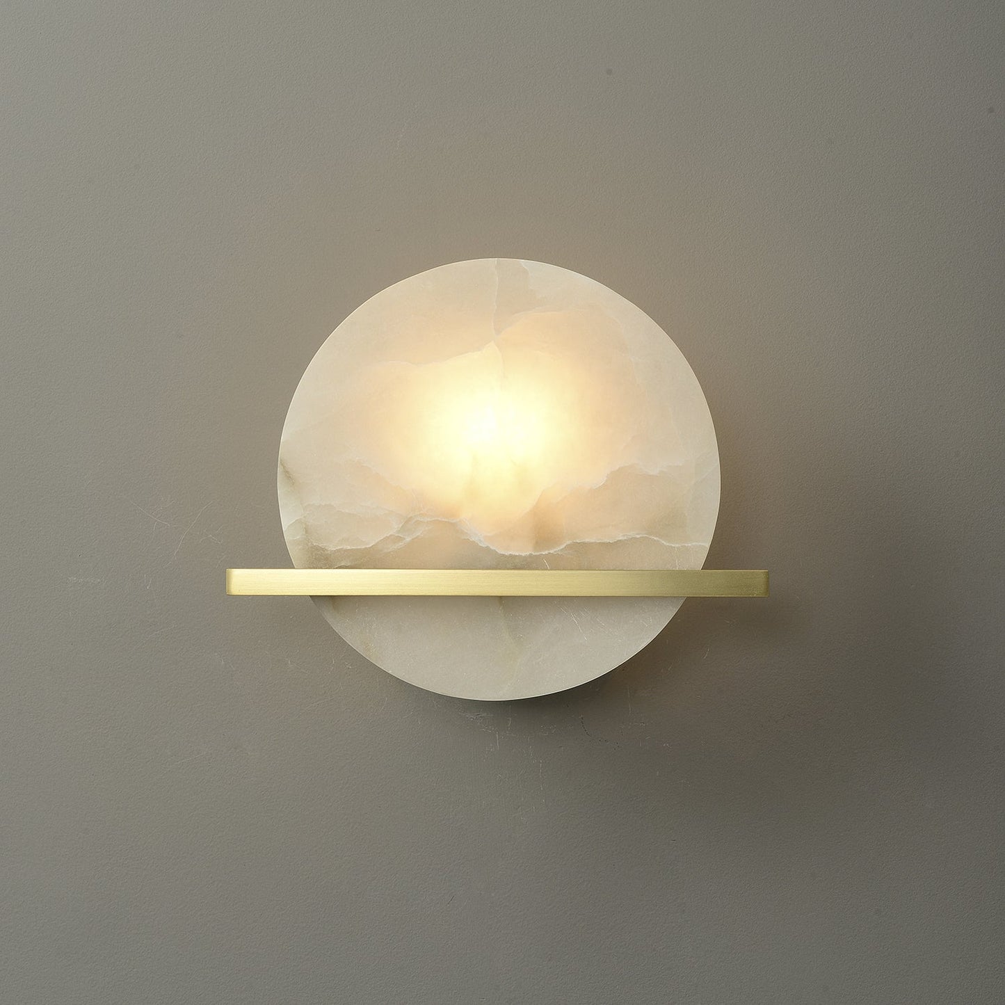 Frosted Echo Wall Lamp - LED Indoor Alabaster & Brass Design