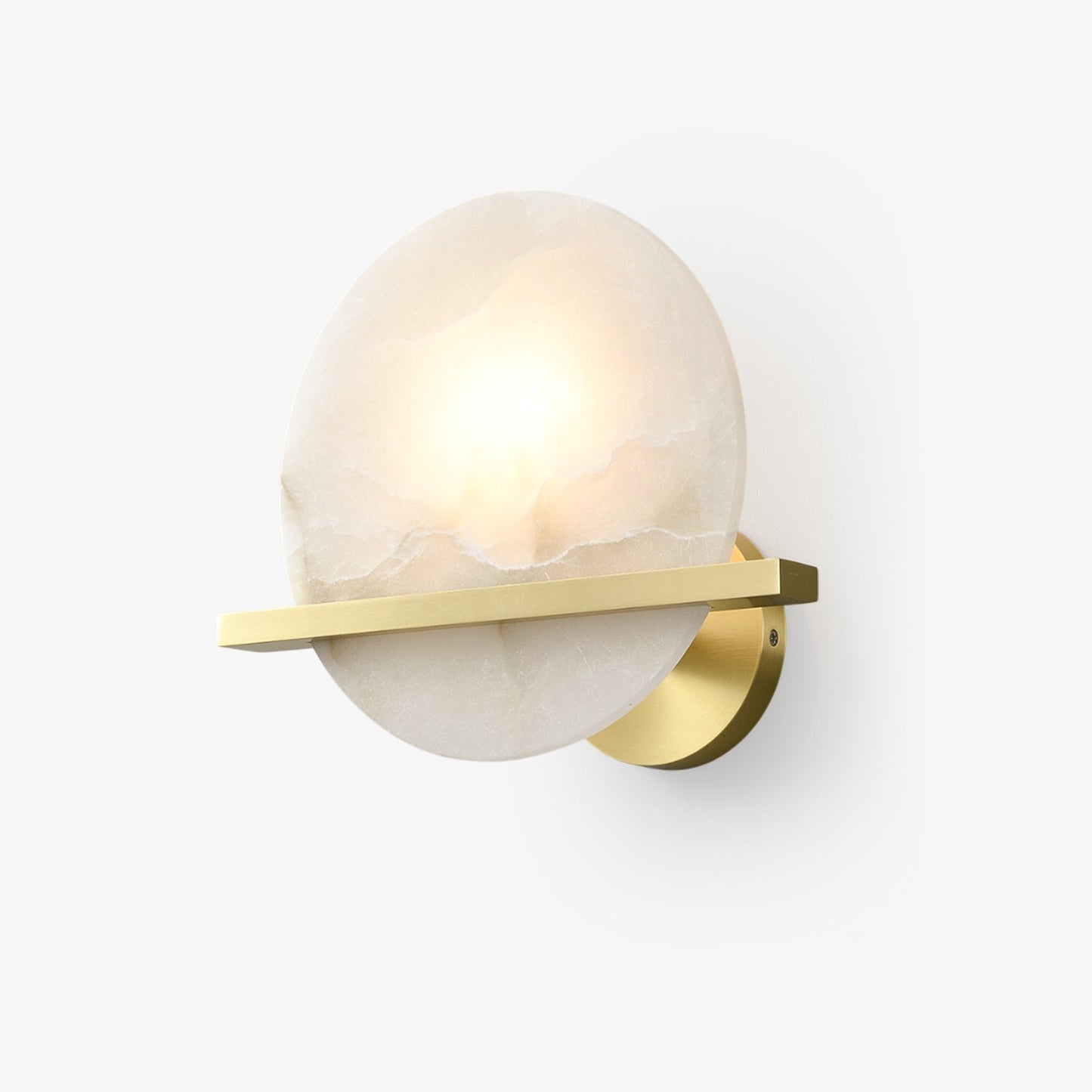 Frosted Echo Wall Lamp - LED Indoor Alabaster & Brass Design