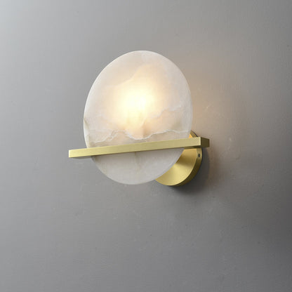Frosted Echo Wall Lamp - LED Indoor Alabaster & Brass Design