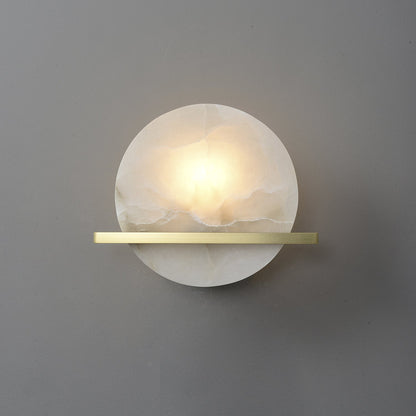 Frosted Echo Wall Lamp - LED Indoor Alabaster & Brass Design
