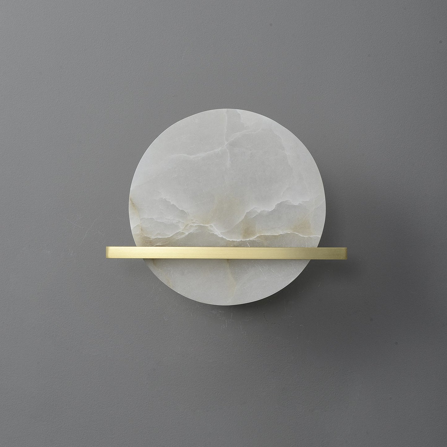 Frosted Echo Wall Lamp - LED Indoor Alabaster & Brass Design