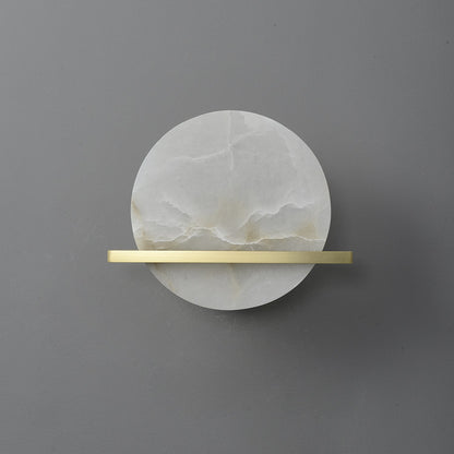Frosted Echo Wall Lamp - LED Indoor Alabaster & Brass Design