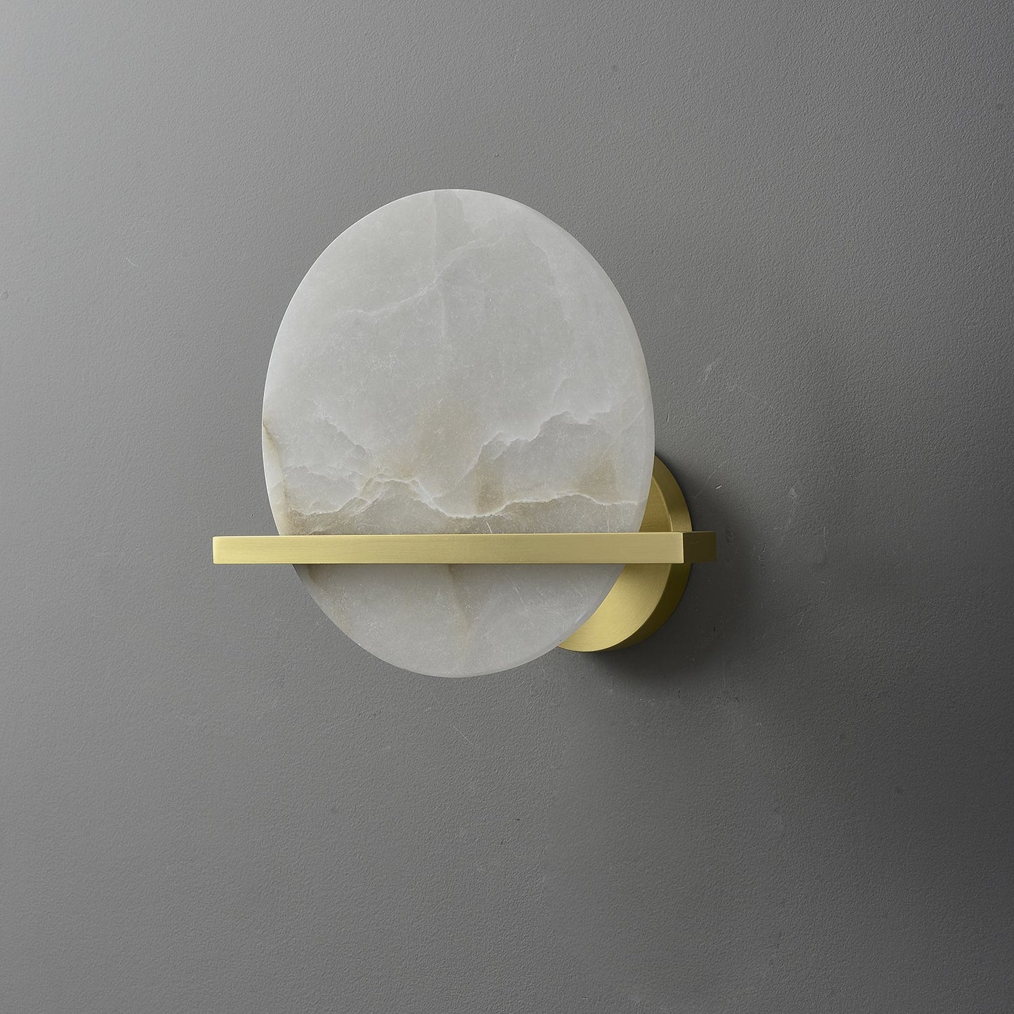 Frosted Echo Wall Lamp - LED Indoor Alabaster & Brass Design