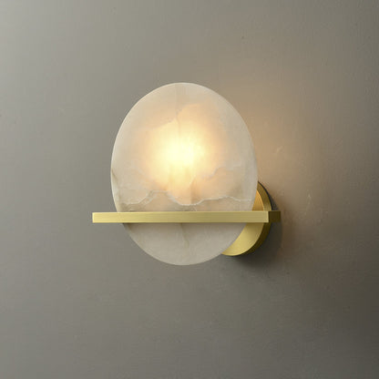 Frosted Echo Wall Lamp - LED Indoor Alabaster & Brass Design