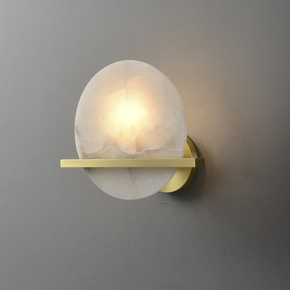 Frosted Echo Wall Lamp - LED Indoor Alabaster & Brass Design
