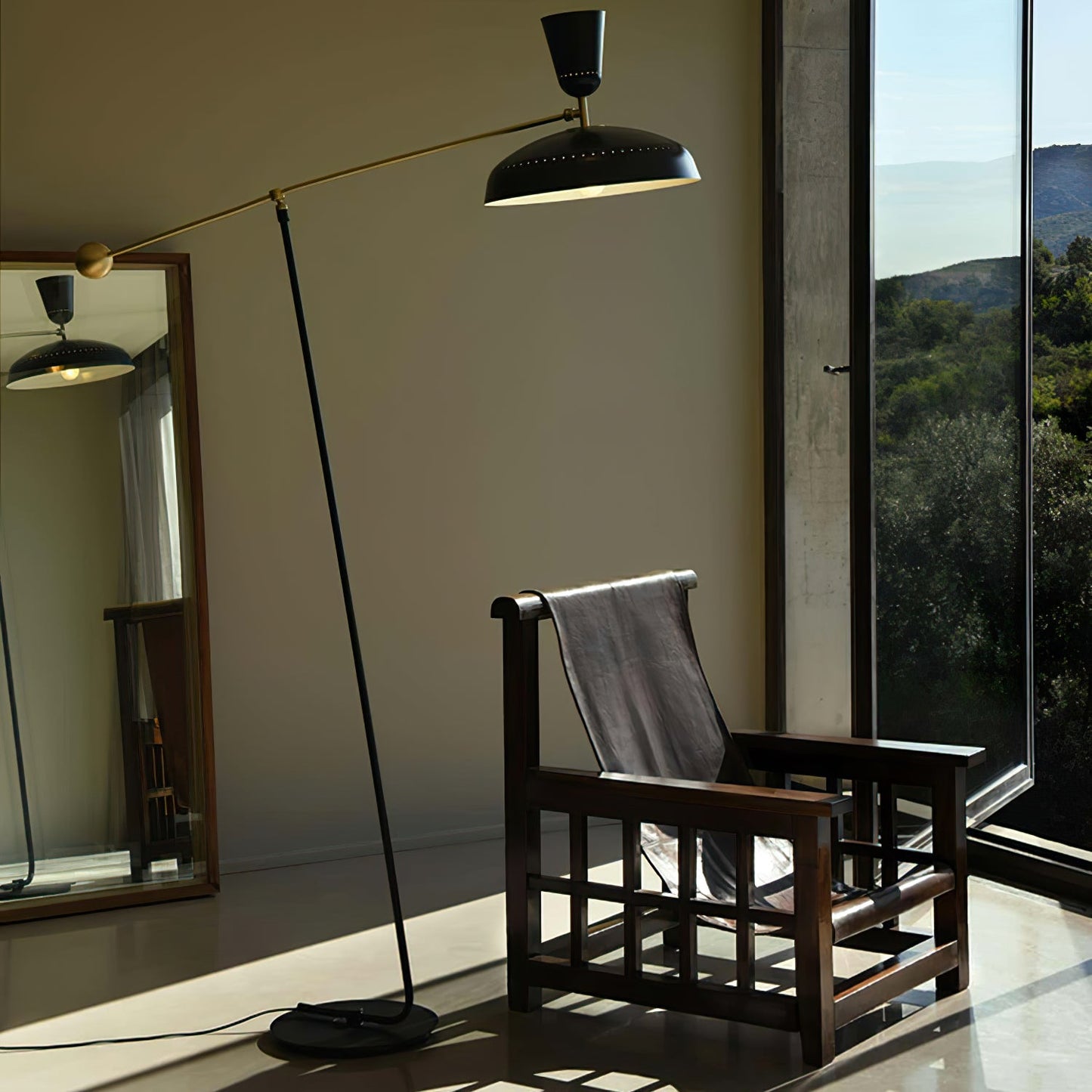 G1 Floor Lamp with Brass Shade and LED Light Source