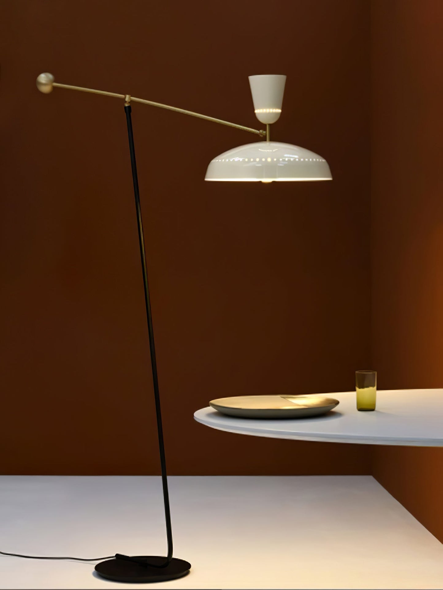G1 Floor Lamp with Brass Shade and LED Light Source