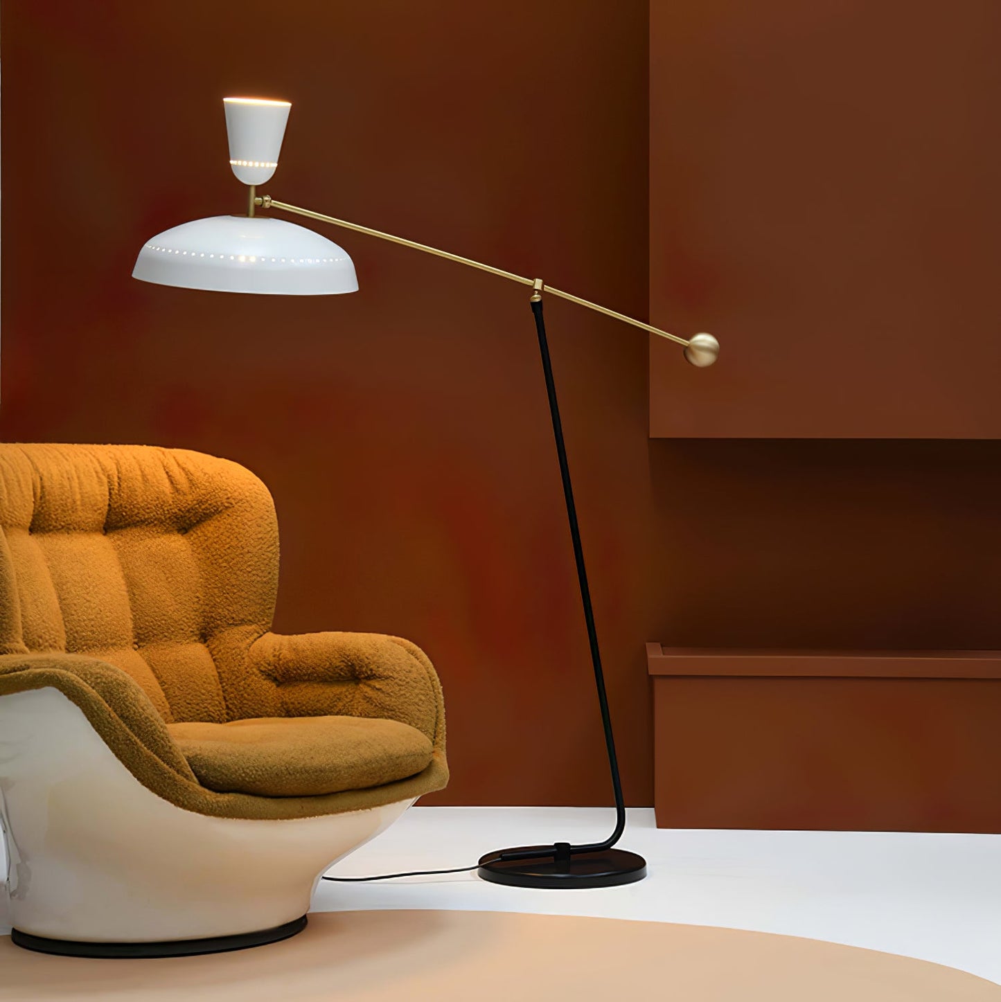 G1 Floor Lamp with Brass Shade and LED Light Source