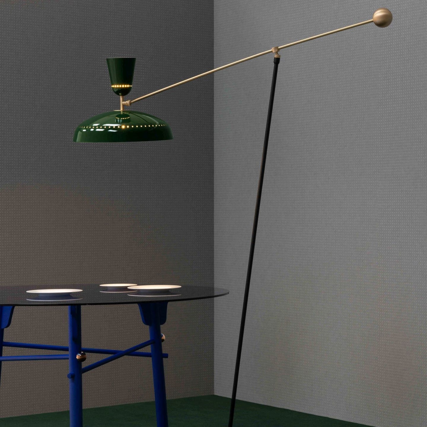 G1 Floor Lamp with Brass Shade and LED Light Source