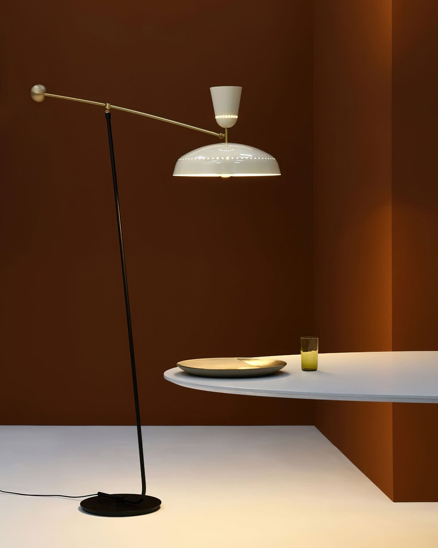 G1 Floor Lamp with Brass Shade and LED Light Source