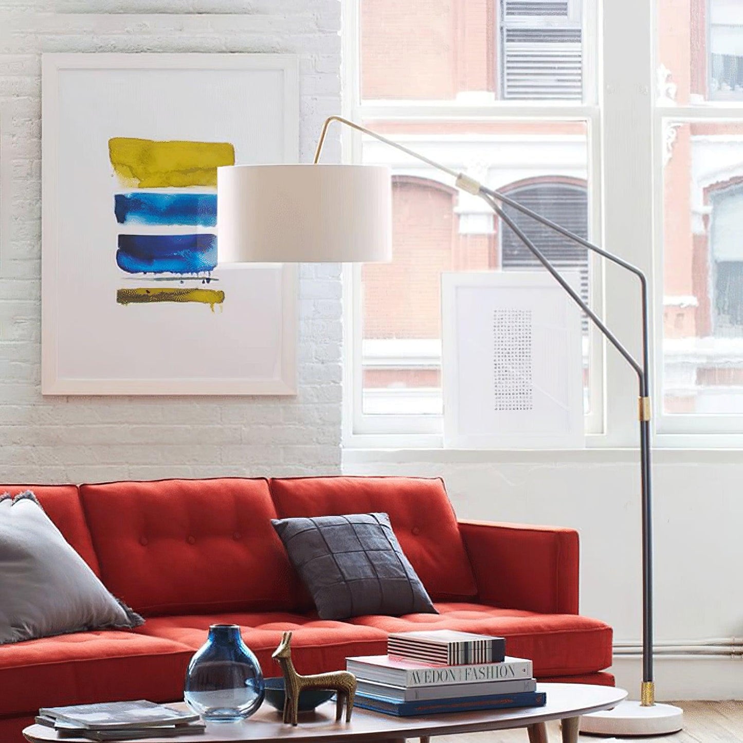 Gabby Fulton Floor Lamp with White Marble Base and LED