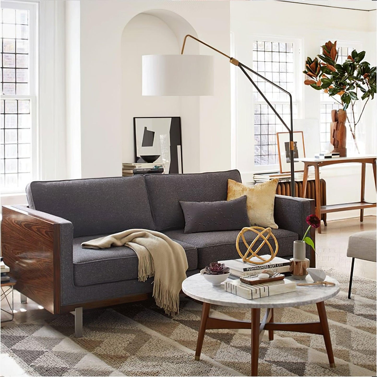 Gabby Fulton Floor Lamp with White Marble Base and LED