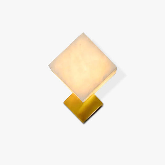 Block Alabaster Wall Sconce - Art Deco Brass Light Fixture