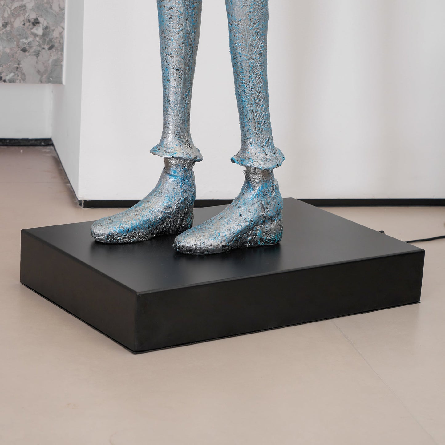 Gentleman Sculpture Floor Lamp with LED Light - Blue Decor