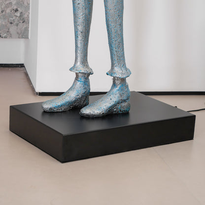 Gentleman Sculpture Floor Lamp with LED Light - Blue Decor