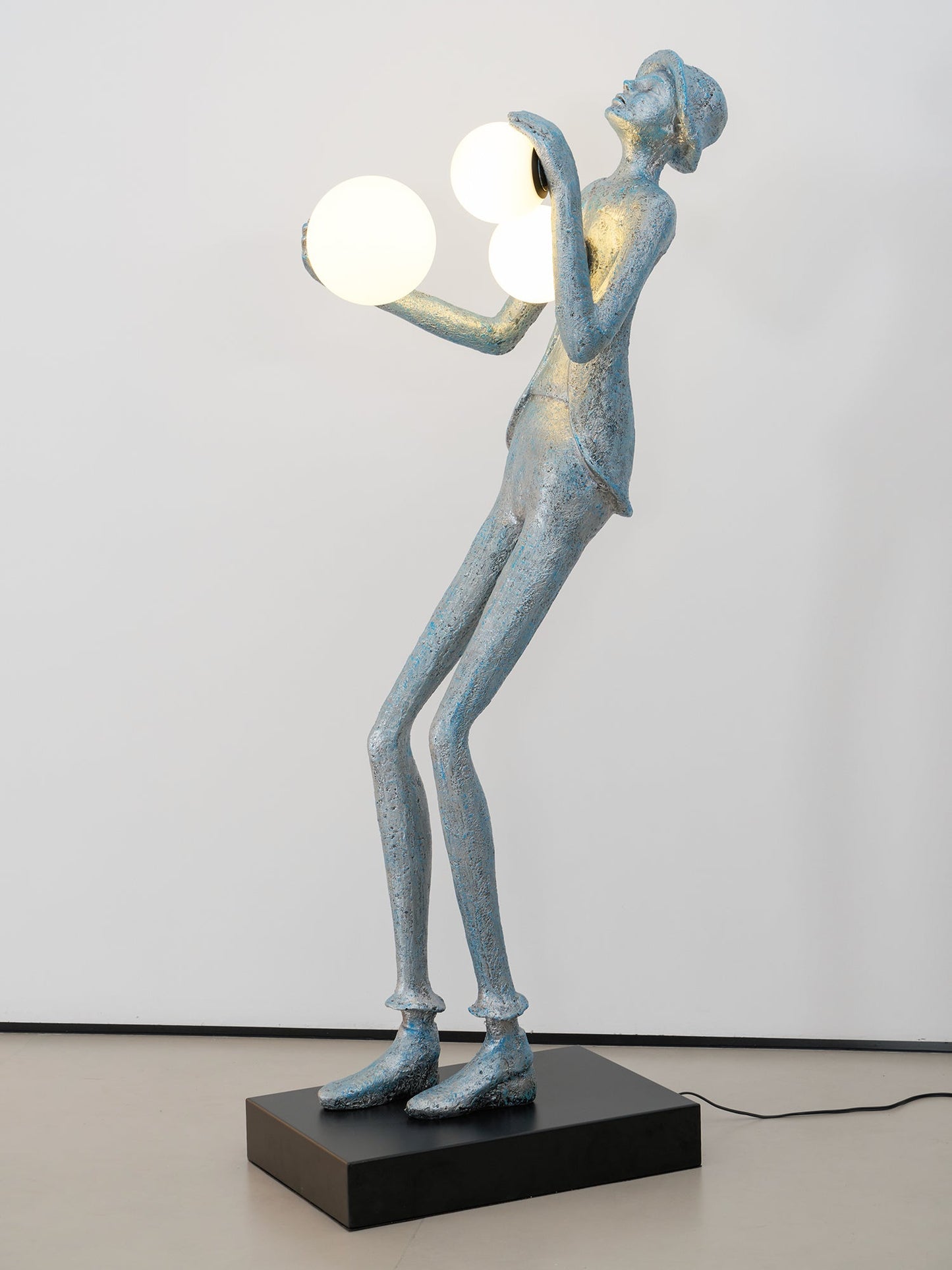 Gentleman Sculpture Floor Lamp with LED Light - Blue Decor