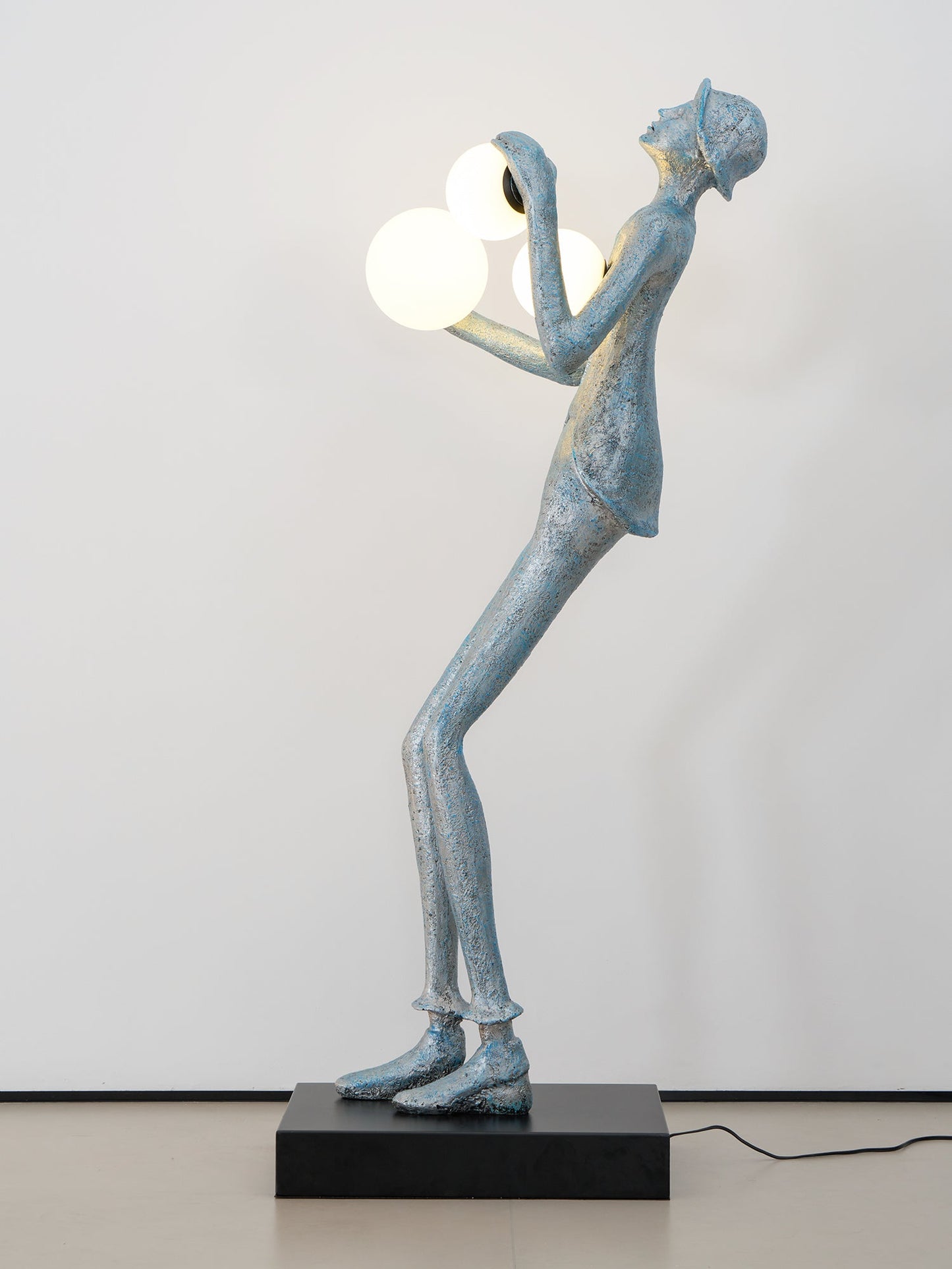 Gentleman Sculpture Floor Lamp with LED Light - Blue Decor
