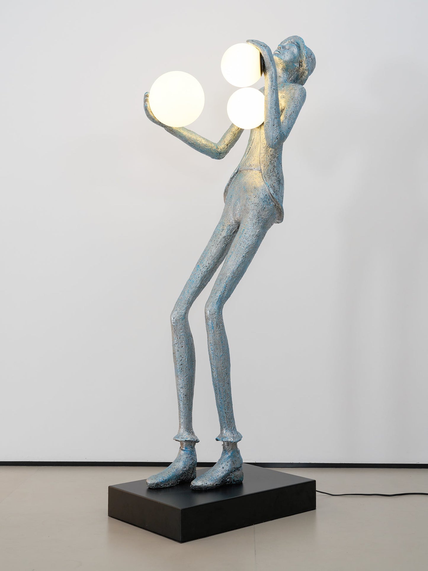 Gentleman Sculpture Floor Lamp with LED Light - Blue Decor