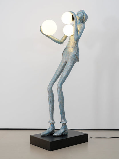 Gentleman Sculpture Floor Lamp with LED Light - Blue Decor