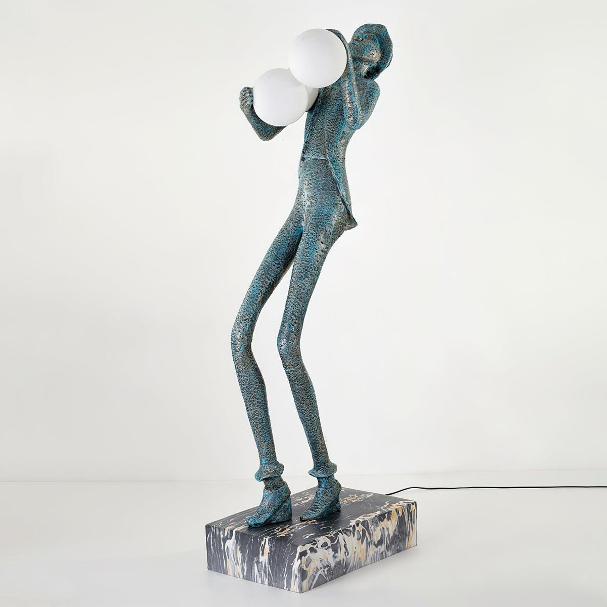 Gentleman Sculpture Floor Lamp with LED Light - Blue Decor