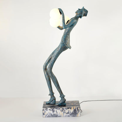 Gentleman Sculpture Floor Lamp with LED Light - Blue Decor