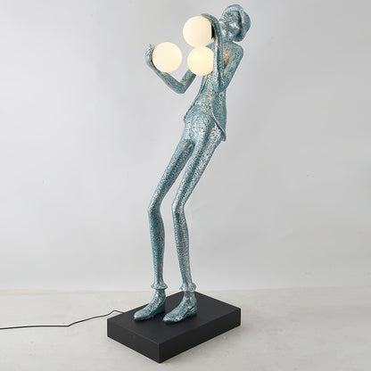 Gentleman Sculpture Floor Lamp with LED Light - Blue Decor