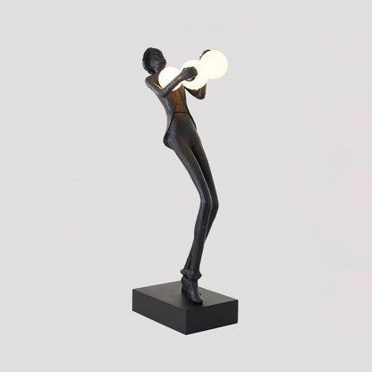 Gentleman Sculpture Floor Lamp with LED Light - Blue Decor
