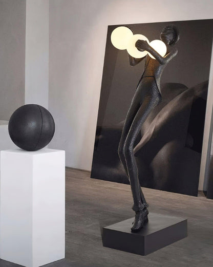 Gentleman Sculpture Floor Lamp with LED Light - Blue Decor