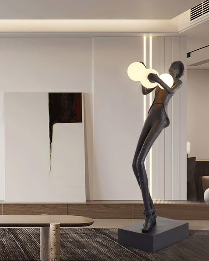 Gentleman Sculpture Floor Lamp with LED Light - Blue Decor
