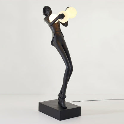 Gentleman Sculpture Floor Lamp with LED Light - Blue Decor