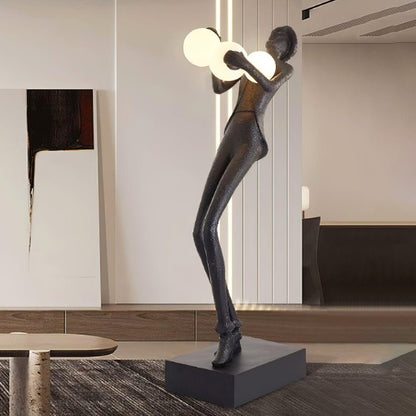 Gentleman Sculpture Floor Lamp with LED Light - Blue Decor