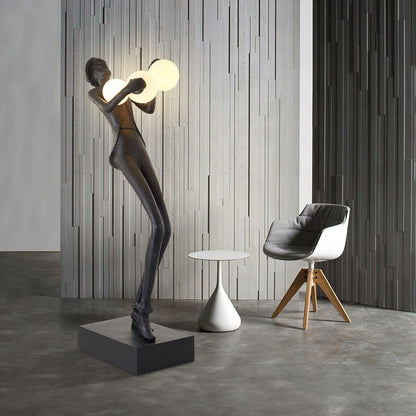 Gentleman Sculpture Floor Lamp with LED Light - Blue Decor