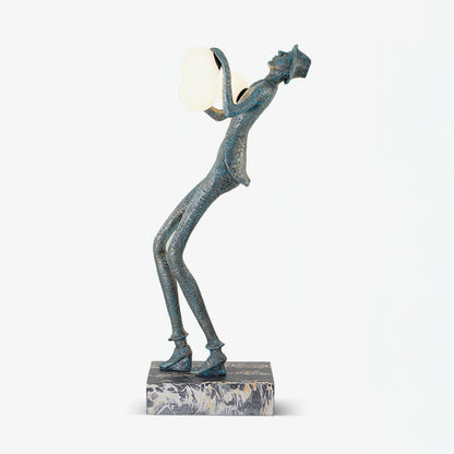 Gentleman Sculpture Floor Lamp with LED Light - Blue Decor
