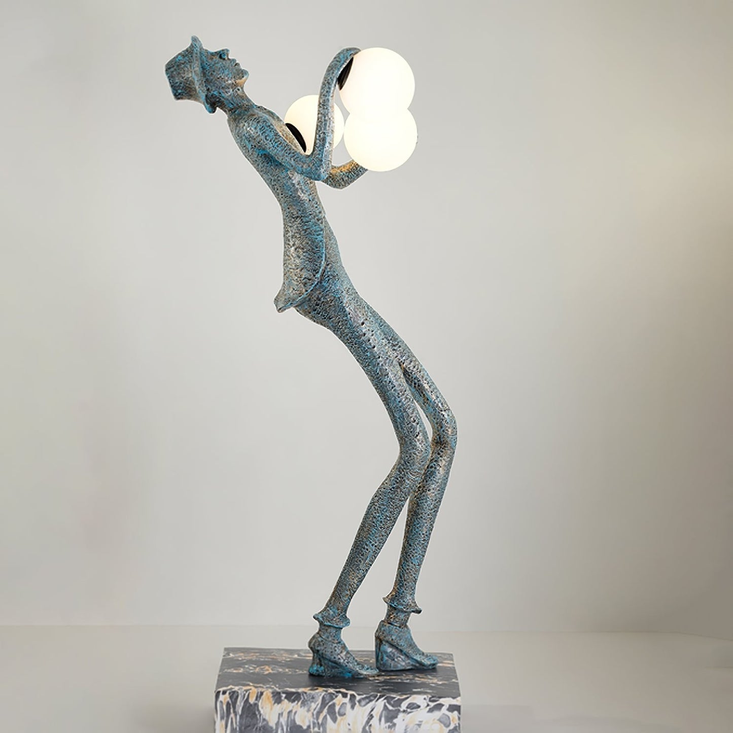 Gentleman Sculpture Floor Lamp with LED Light - Blue Decor