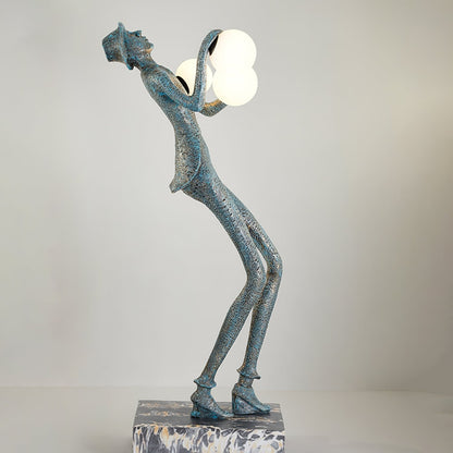 Gentleman Sculpture Floor Lamp with LED Light - Blue Decor